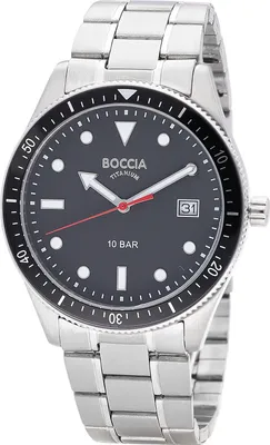 Produktbild von Boccia Uhr für Herren 3664-06 Titan, Schwarz, Quarz