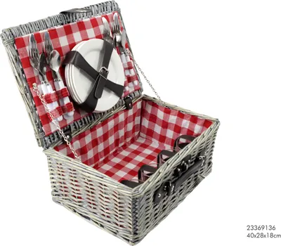 Produktbild von Picknickkorb 4P 40x28x18 rt/ws 407639