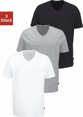 Produktbild von Bruno Banani T-Shirt 3 -teilig schwarz, weiß, grau-meliert Größe L
