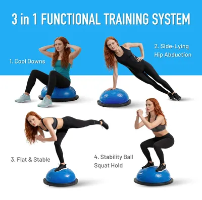 Image de Balle d'équilibre pour entraînement, supportant jusqu'à 300 kg, avec pompe et 2 élastiques de fitness, idéale pour le renforcement musculaire et