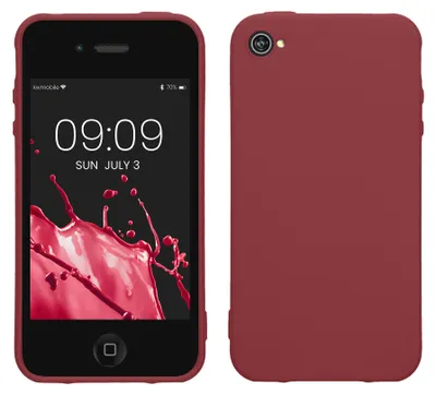 Produktbild von kwmobile Hülle für Apple iPhone 4 / 4S TPU Case - Handyhülle unterstützt kabelloses Laden, flexible Schutzhülle, gummiertes Cover in Bordeaux Violett