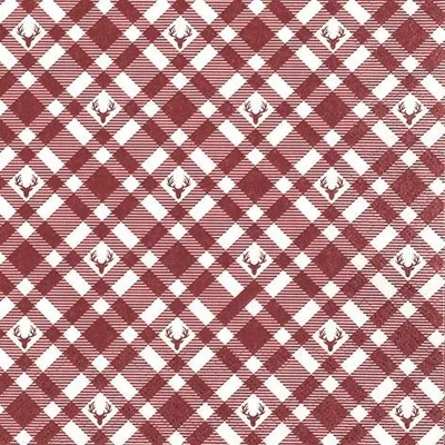 Produktbild von RP 20 Servietten Plaid with Deers red Hirsche auf Karo rot 33x33cm