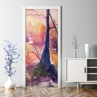 Produktbild von Dekorative Tür dekoration selbstklebend Türaufkleber Türtapete Dunkler Fantasiewald 70 x 200 cm