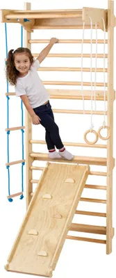 Produktbild von 5-in-1 Schwedische Kletterwand aus Holz - Indoor Spielplatz - Sicheres Klettern - Koordinationsverbesserung - Spaßiges Fitnessgerät