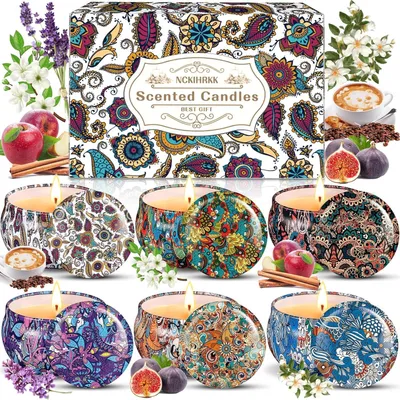6er Set Duftkerzen aus Sojawachs, Reisekerzen, Geschenk für Frauen