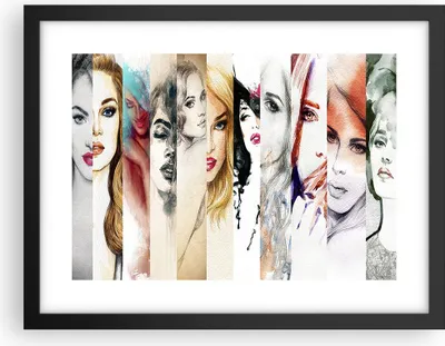 Produktbild von Gerahmtes Poster - Schwarzer Rahmen - Frauen Schönheit Dame Illustration - 40x30 cm - Wand Bild - Wanddeko - Wandbilder - Wandposter - Bilderrahmen - Bilder - Kunstdruck - Wandbild - P2BAA40x30-3012