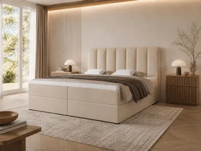 Produktbild von Emlar Boxspringbett Bella 180x200 - Bett mit Matratze und Topper - Boxspringbett mit Bettkasten und Matratze - Boxspringbett Beige (Magic Velvet 2250)