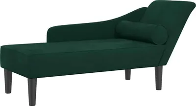 Image de vidaXL Chaise longue avec coussin vert foncé velours