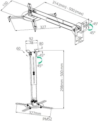 Obrázek produktu pro Projector mount 2in1 TB-M52 ceiling/wall 10kg