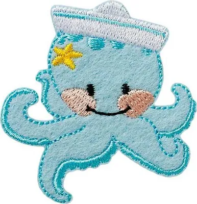 Produktbild von Octopus Tier - Aufnäher, Bügelbild, Aufbügler, Applikationen, Patches, Flicken, Zum Aufbügeln, Größe: 5,1 x 5,6 cm