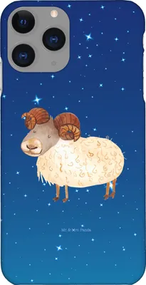 Produktbild von Mr. & Mrs. Panda Iphone 11 Pro Handyhülle Sternzeichen Widder - Sternenhimmel Blau - Geschenk, Geburtstag März, Bock, Schafbock, April, Premium Kunststoff, Handy Case