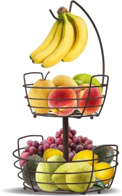 Produktbild von Famanu Obststand mit Bananenhalter - 2-lagig, schwarz