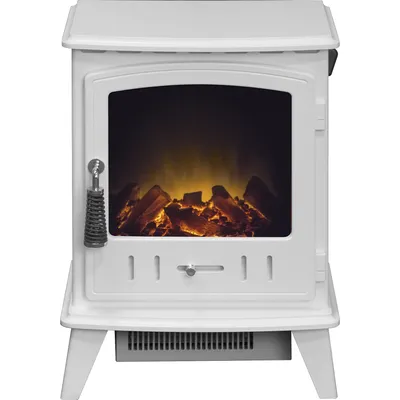 Produktbild von Adam Aviemore Elektrokamin in Weiß, elektrische Heizgeräte für Wohnzimmer und Innenräume, Elektrokamin mit LED-Flammen, Heizleistung 0,9–1,8 kW