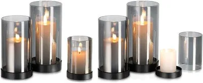 Productafbeelding van Set van 6 Moderne Zwarte Kaarsenhouders van Glas