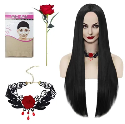Productafbeelding van Zwarte Cosplay Perücke voor Dames met Sieraden