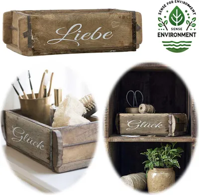 Produktbild von Holz Ziegelform Unika 31x15cm Liebe Herz Braun alte Backsteinform Cutlery Deko