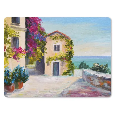 Produktbild von MuchoWow® Mauspad Mousepad Malerei - Haus - Ölfarbe - Dorf 23x19 cm - Mousepads - Maus Mat - Pad - Mausunterlage - Schreibtischunterlage - Mauspad