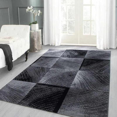 Produktbild von TapisTrend Designerteppich Schwarz 80x300 cm Moderner Designteppich Plus 8003 - Ayyildiz
