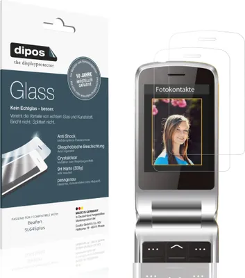 Produktbild von 2x Schutzfolie für Beafon SL645plus - Anti-Shock 9H Folie dipos Glass Kunststoffglas