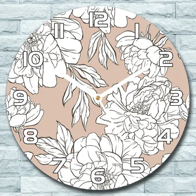 Produktbild von Wanduhr aus Glas Rund fi 30 Blumenstrauß Rosen Quarz Deko Schlafzimmer Büro