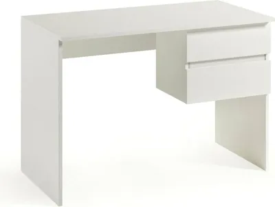 Produktbild von Schreibtisch Dbarbier, linearer Schreibtisch mit 2 Schubladen, vielseitiger und platzsparender Arbeitstisch, 100 %  Italy, 110 x 53 x 76 cm, Weiß
