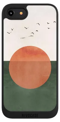 Produktbild von NIVOCASE Handyhülle für Apple iPhone 8  Hülle NIVOpure Case Schwarz Sonnenschein Sonnenuntergang Vogel