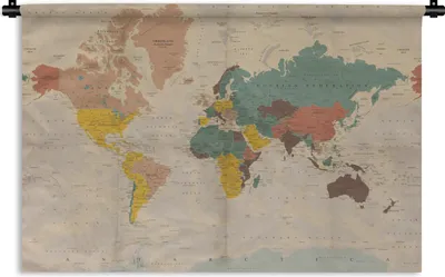 Produktbild von MuchoWow® Wandteppich Wandbehang Weltkarte - Vintage - Atlas - Kind - Kind - Mädchen 120x80 cm Tapisserie Dekoration Wandtuch - Wanddekorationen - Wandtücher