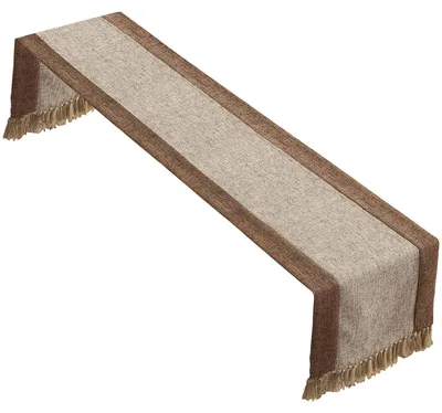 Zdjęcie produktu dla Solidchoice - Obrus z frędzlami - Beżowy i brązowy, 38 x 240 cm
