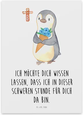 Produktbild von Mr. & Mrs. Panda Trauerspruchkarte Pinguin Anteilnahme - Weiß - Trauerkarte, gedenkkarte, Beileid, Kondolenz, Trauer, Abschiedskarte, Beileidskarte, Beerdigung