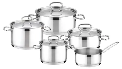 Kochgeschirr-Set, Edelstahl, silber, 55 x 29,4 x 21,8 cm, 9-teilig
