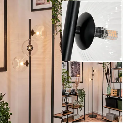 Produktbild von Garaguso Stehlampe aus Metall/Riffelglas in Schwarz/Klar