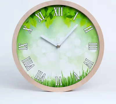 Produktbild von Holzuhr 25fi cm wanduhr - weiße Spitzen - Laub und Gras