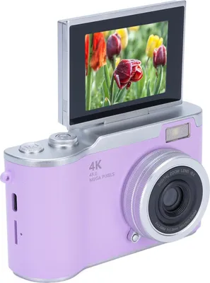 Zdjęcie produktu dla Aparat cyfrowy Sxhlseller do fotografii, kamera do vlogowania 1080p 48 MP z 2,4-calowym ekranem HD z klapką, kamera wideo z 18-krotnym zoomem i autofokusem dla nastolatków, bateria o długiej żywotności (fioletowy)