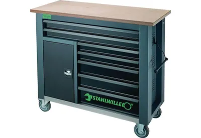 Produktbild von STAHLWILLE Mobile Werkbank WB 621 7 Schubl. anthrazit, RAL 7016; schwarz, RAL 9005 L.500mm x B.1150mm x H.1045mm