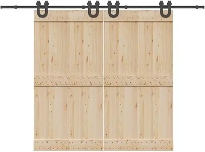 Produktbild von Schiebetürbeschlag-Set 200 cm Stahl Schwarz, Schiebetürsystem, Schiebetür Beschlag - 3295790