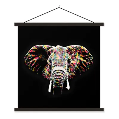 Produktbild von MuchoWow® Textilposter Elefant - Tiere - Farben 90x90 cm mit schwarzem Rahmen - Magnetisches