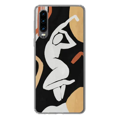 Produktbild von MuchoWow® Handyhülle Schutzhülle Hülle für Huawei P30 Frau - Silhouette - Grau Silikon Softcase Handy Hülle - Kartenbesitzer
