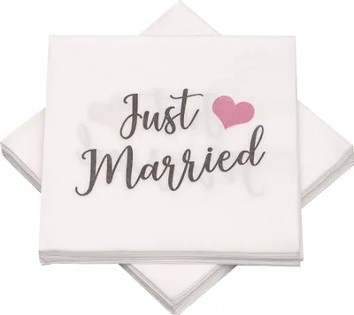 Produktbild von Servietten Hochzeit Just Married - taupe / rosa (20 Stück)