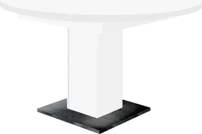Produktbild von Kulissentisch >Judd< rund ausziehbar bis 144cm, weiss / schwarzstahl - 104/144x76 (D/BxH)