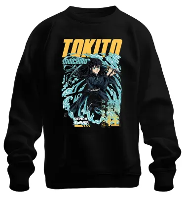 Produktbild von Demon Slayer Tokito Muichiro Mist Hashira Nebel Schwert Sweatshirt Pullover, Schwarz, S