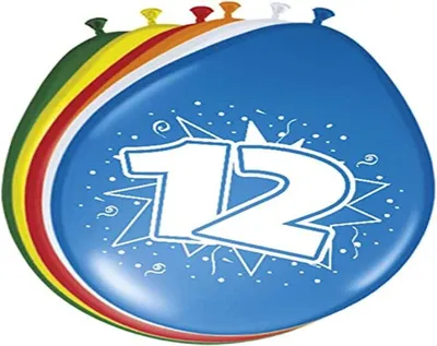 Immagine prodotto di Palloncini a forma di numero 12 - Set da 8 pezzi - 30 cm - Palloncini con numeri - Per feste di compleanno