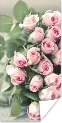Produktbild von MuchoWow® Poster Ein großes Buch mit rosa Rosen liegt auf einem Tisch. 60x120 cm - Wandschmuck