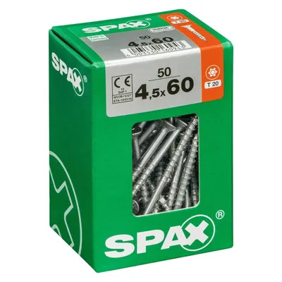 Image de Lot de 50 vis acier tête fraisée torx SPAX, Diam.4.5 mm x L.60 mm