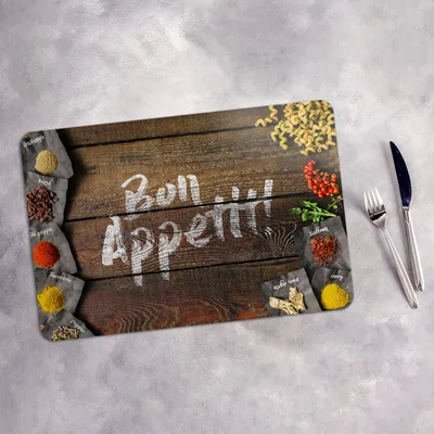 Produktbild von Tischset 4x45x30 cm Platzset Tischmatte Platzmatte Untersetzer - Bon appetit Inschrift Gemüse