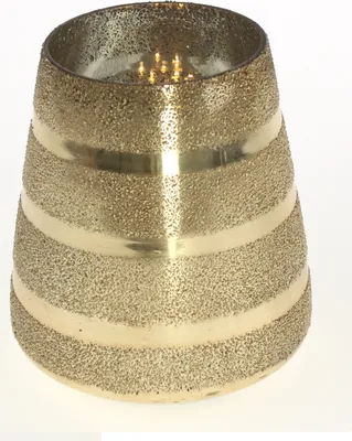 Produktbild von Elegantes Windlicht aus Glas mit goldenen Streifen. Moderne und edle Dekoration