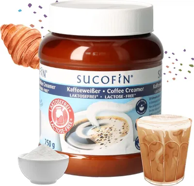 Produktbild von SUCOFIN Kaffeeweißer Laktosefrei 250g löslich, ideal für Kaffee/Tea, lange haltbar, weniger Fett für cremiges Genuss