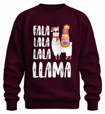 Produktbild von Fa La La La Llama Weihnachten Alpaka Cool Geschenk Christmas Sweatshirt Pullover, Burgundy, XXL