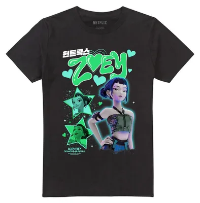 Productafbeelding van K-Pop Demon Hunters - "Huntrix" T-shirt voor heren/dames, uni model, TV42604 (maat S) (zwart)