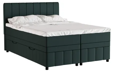 Produktbild von Boxspringbett Doppelbett 140x200, Dunkelgrün, AVALON, mit Bettkästen, mit Matratze, mit Topper, Panda Möbel
