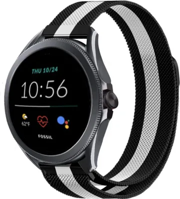 Produktbild von Strap-it Milanese - Kompatibel mit Fossil Gen 5Armband 44mm Fossil uhrenarmband Fossil ersatzarmband Edelstahl für Smartwatch 22mm Armband Schwarz22mm